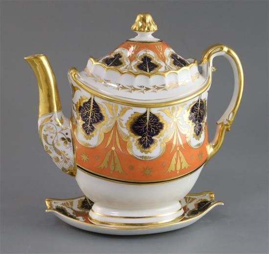 A Barr, Flight & Barr coffee pot and stand, c.1805, H. 9.25in.